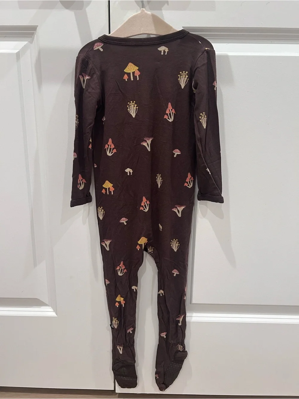 Kyte BABY Brown Footed Pajama with Mushroom Print